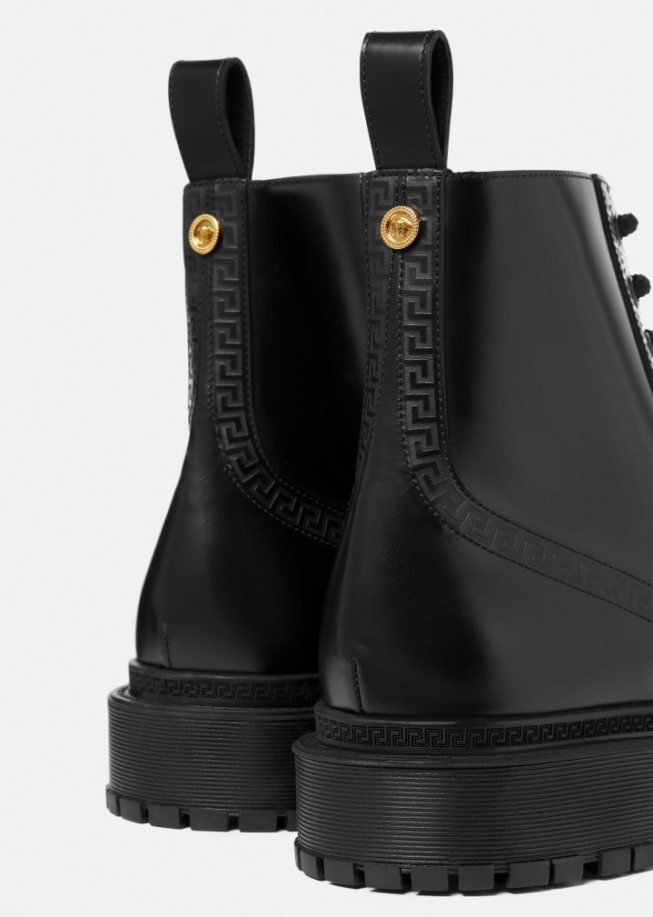 Men VERSACE Boots | Greca Ankle Boots Black · Hector-us